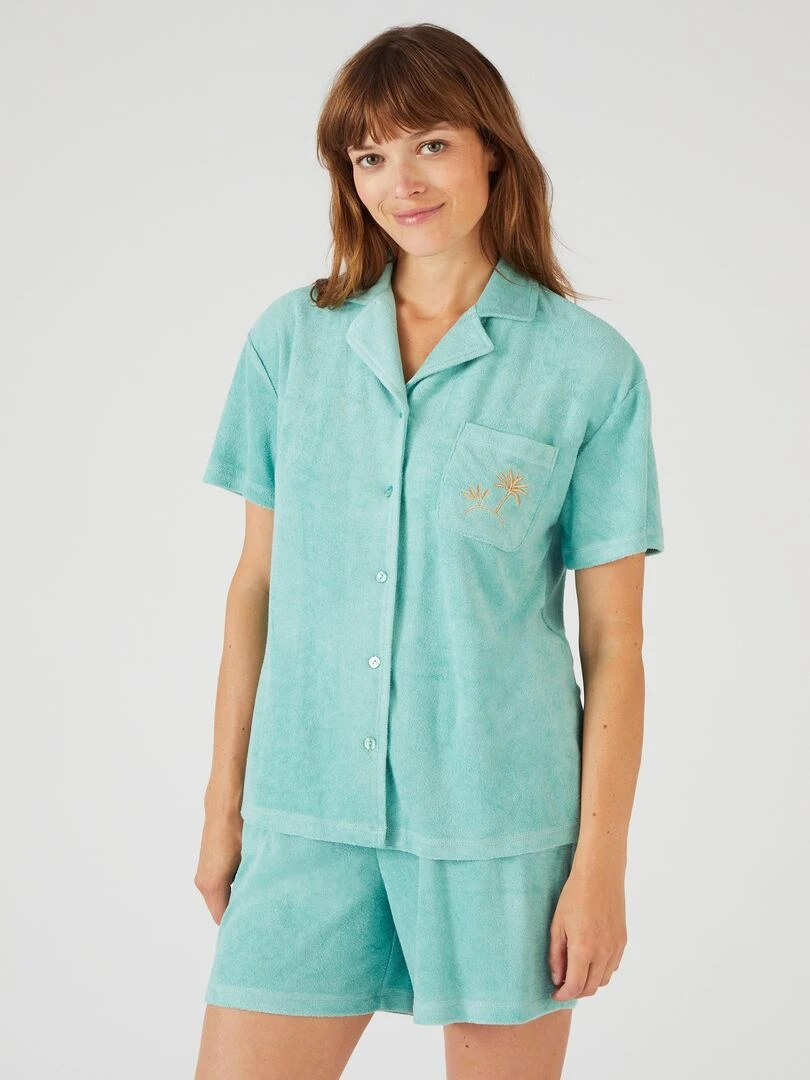 Pyjashort maille bouclette    Damart   Vert anis