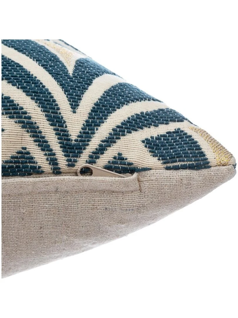 Housse de coussin chenille Art Déco 40x40 cm   Bleu