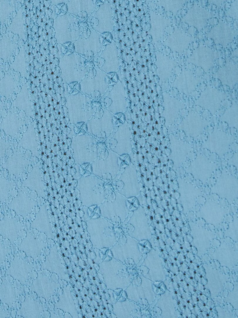 T shirt bi matière broderie anglaise   Damart   Bleu