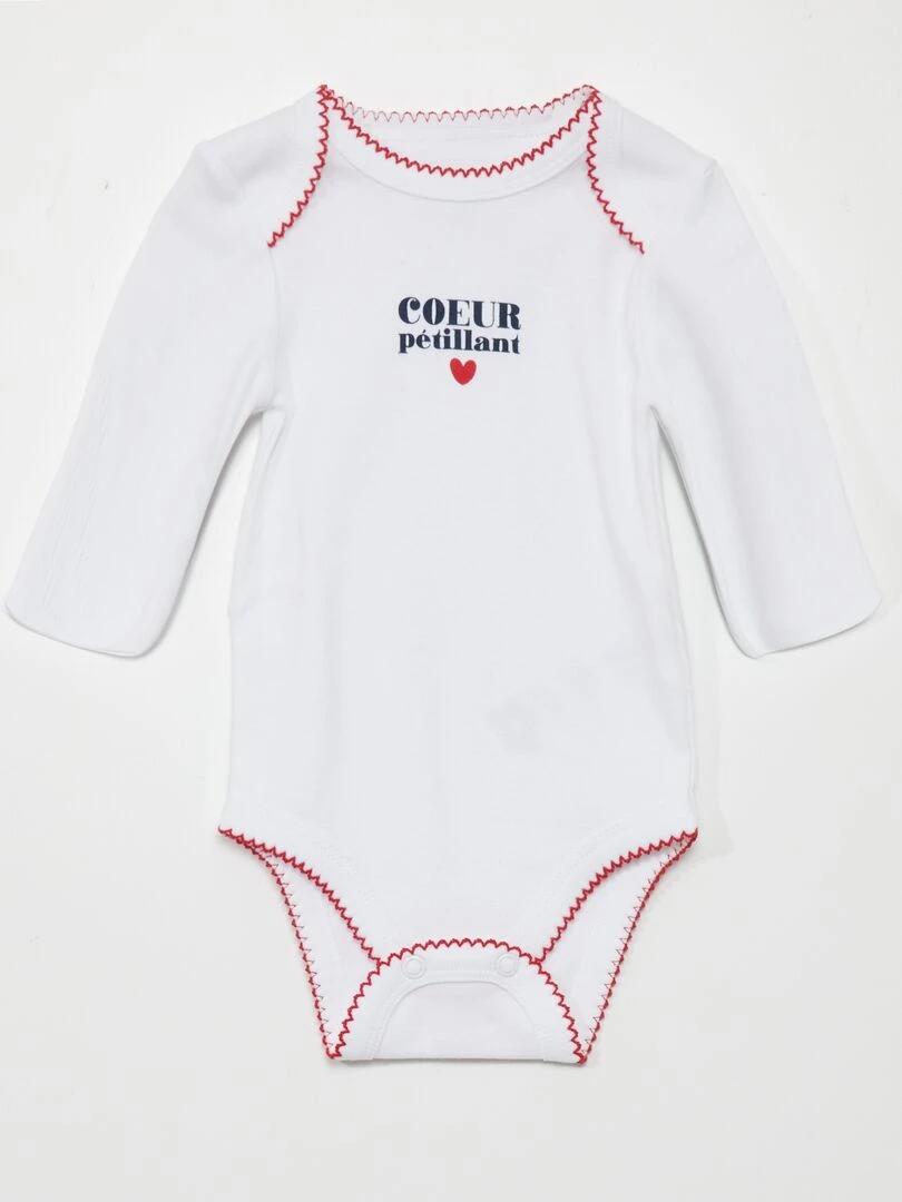 Ensemble body + pyjama   imprimé coeurs   Blanc/marine