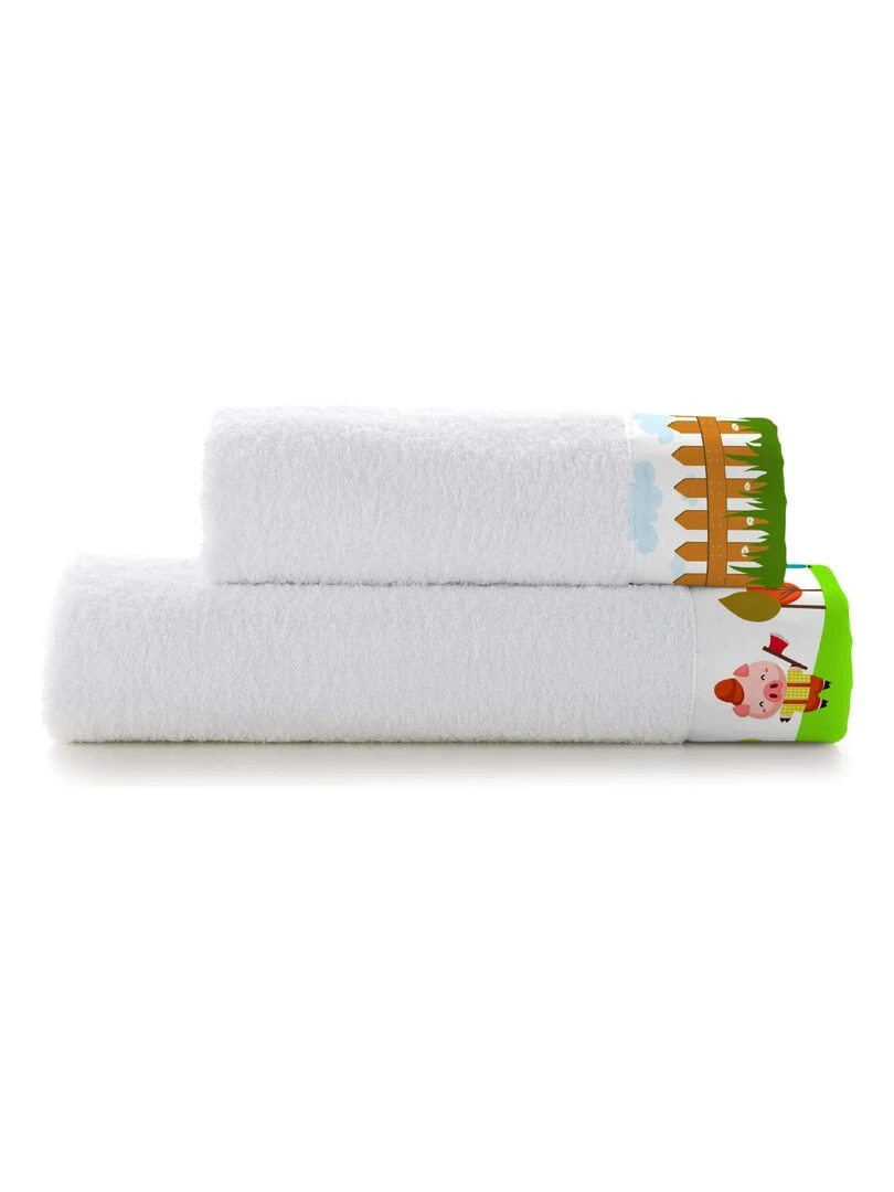 Lot de serviettes Piggys "Happyfriday" Blanc