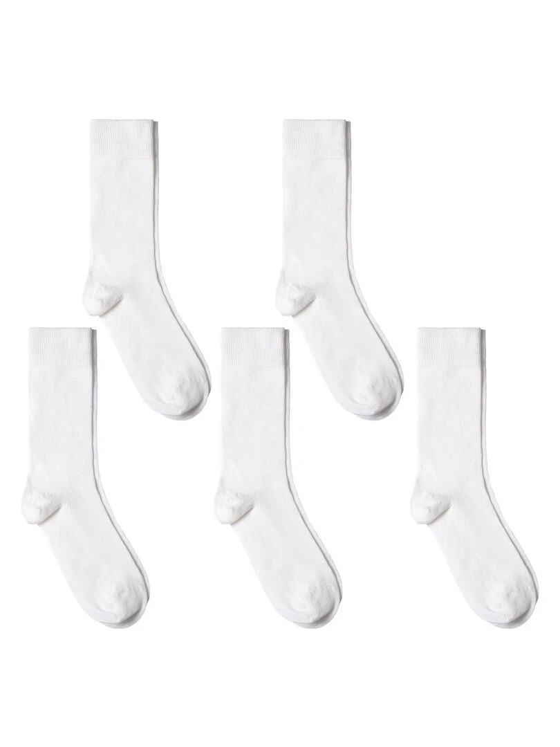 Chaussettes Jersey Coton Lot 5 Paires Fabrication UE Blanc