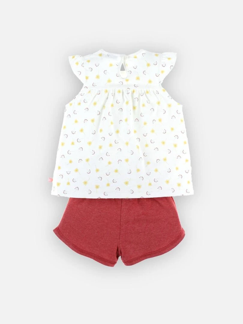 Pyjama 2 pièces en jersey à imprimés écru/rose Noukie's Blanc