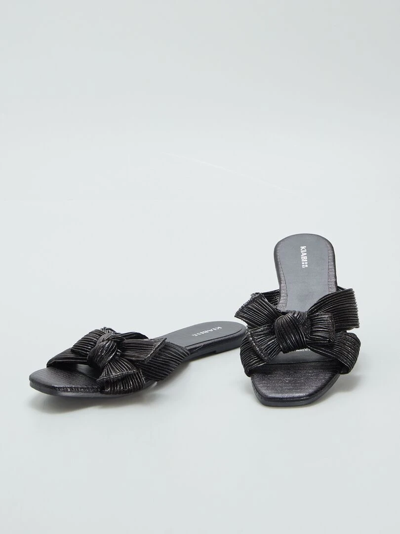 Mules avec nœud en satin   Noir