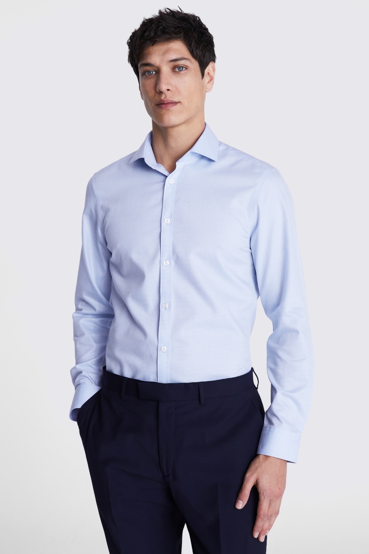 Slim Fit Sky Oval Textured Non Iron Shirt Buy Online at Moss