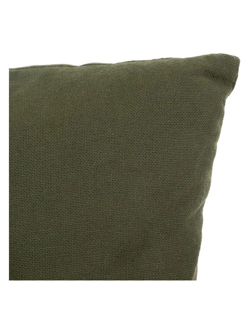 Coussin brodé perles Tropical boudoir 30x30 cm Kaki
