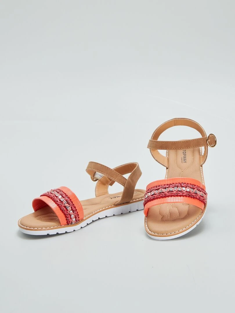 Sandales plates   Rouge