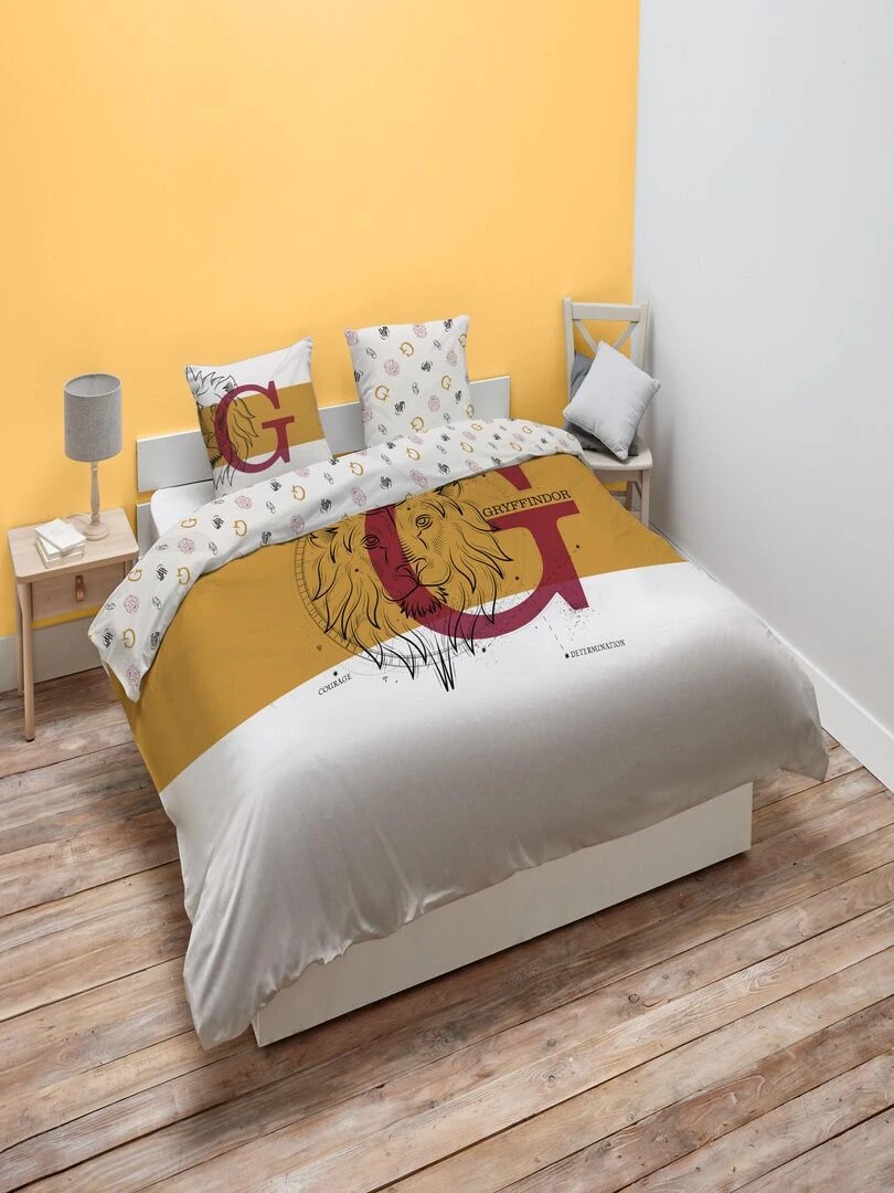 Housse de couette Harry Potter Gryffondor 200x200 cm 100% Coton Blanc