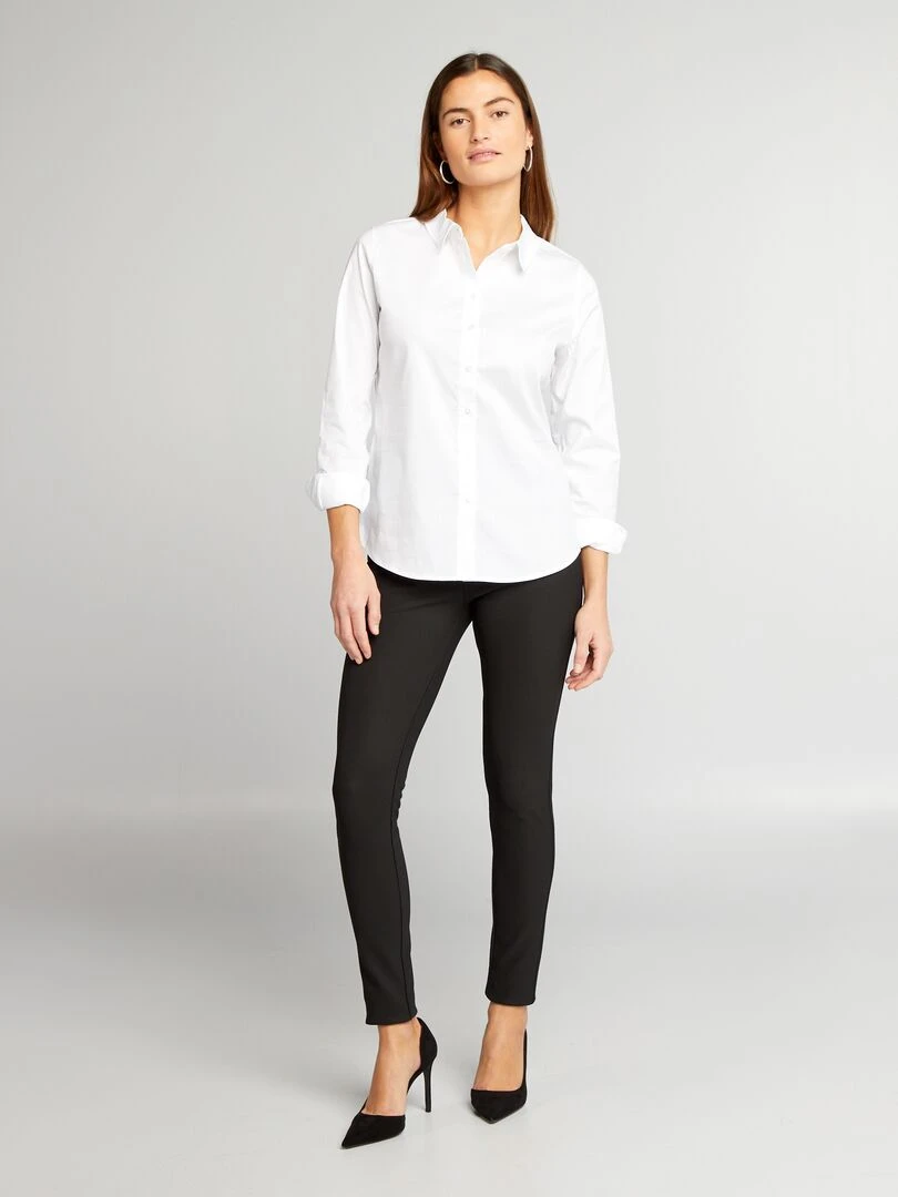 Chemise fittée col italien blanc