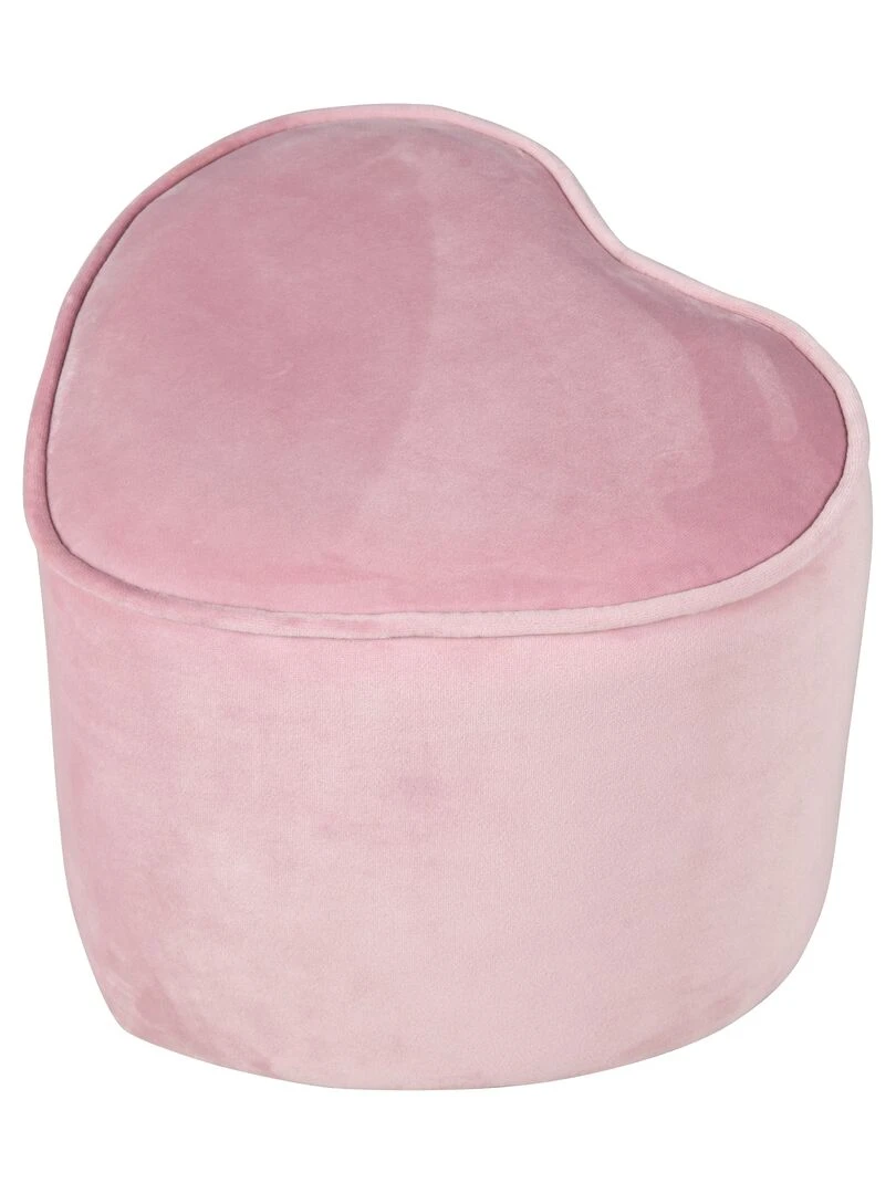 ROBA Tabouret en Forme de Coeur pour Chambre Enfant "Lil Sofa" en Velours Doux Rose Rose