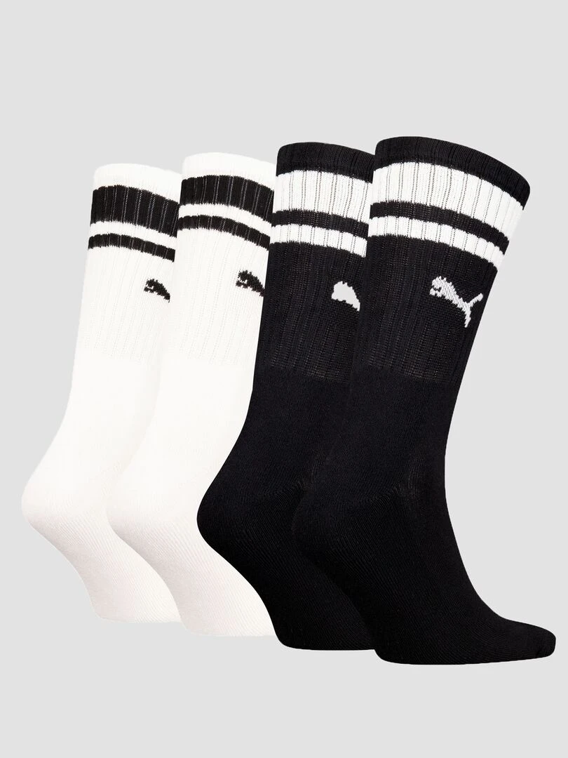 2 paires de chaussettes hautes 'Puma' unisexe Noir/blanc