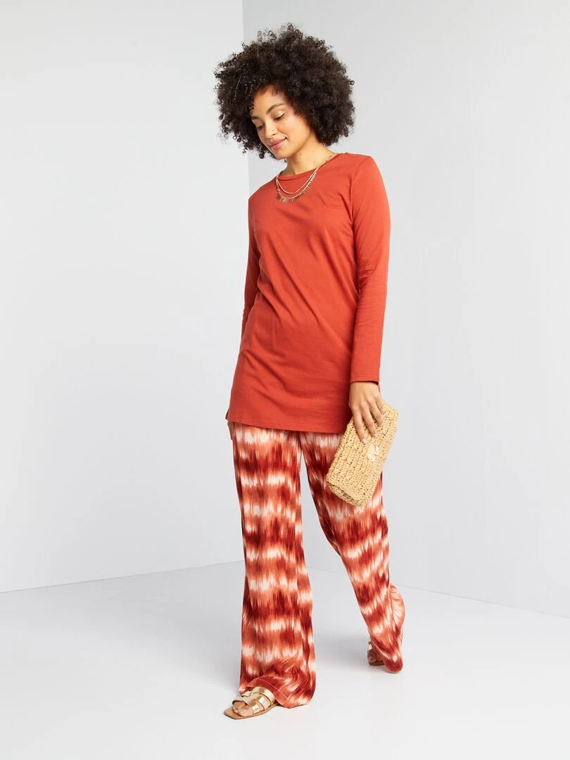 T shirt long à manches longues Rouge