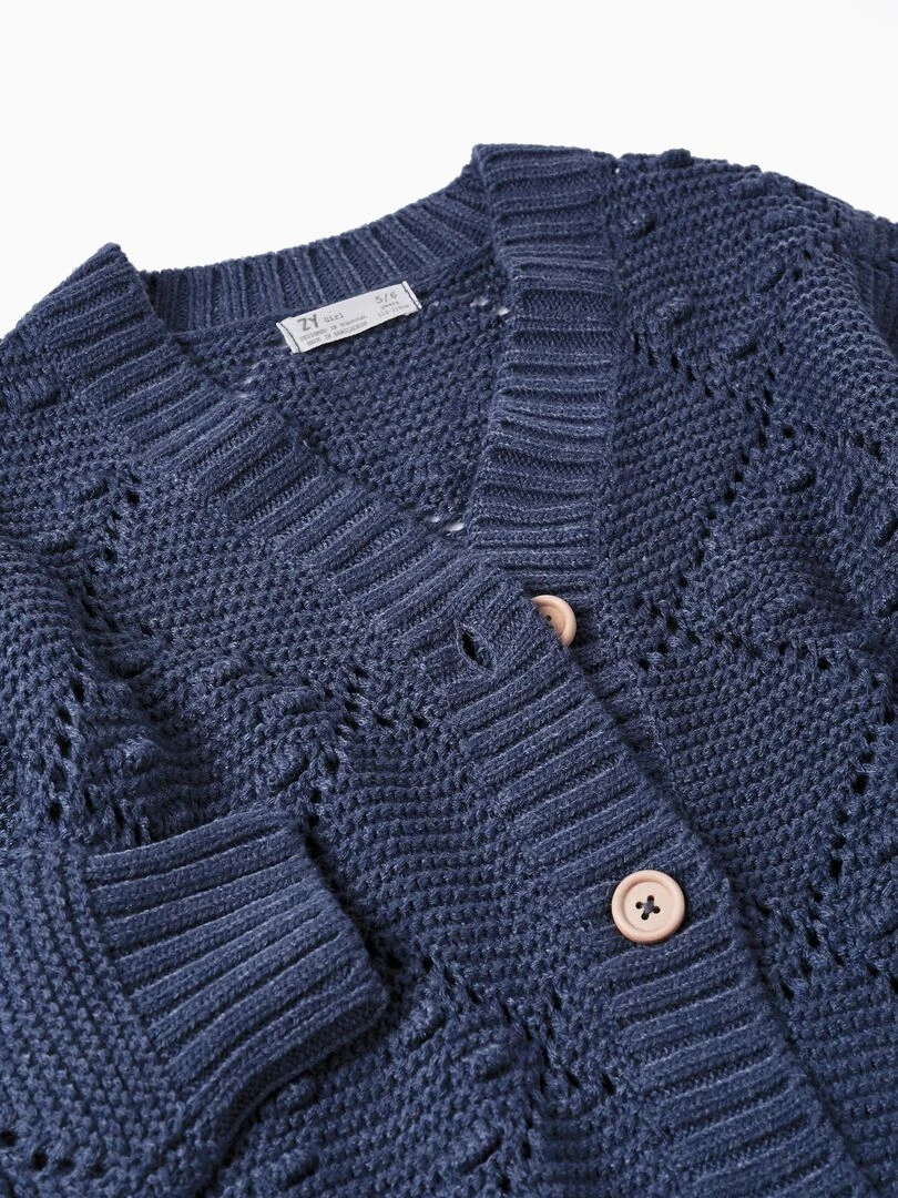 Gilet en Maille pour Fille   ACE CLUBS   Bleu foncé