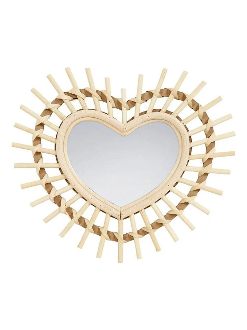 Miroir bambou cœur Beige