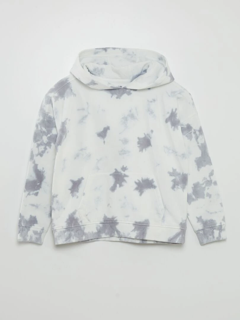 Sweat à capuche effet tie and dye GRIS