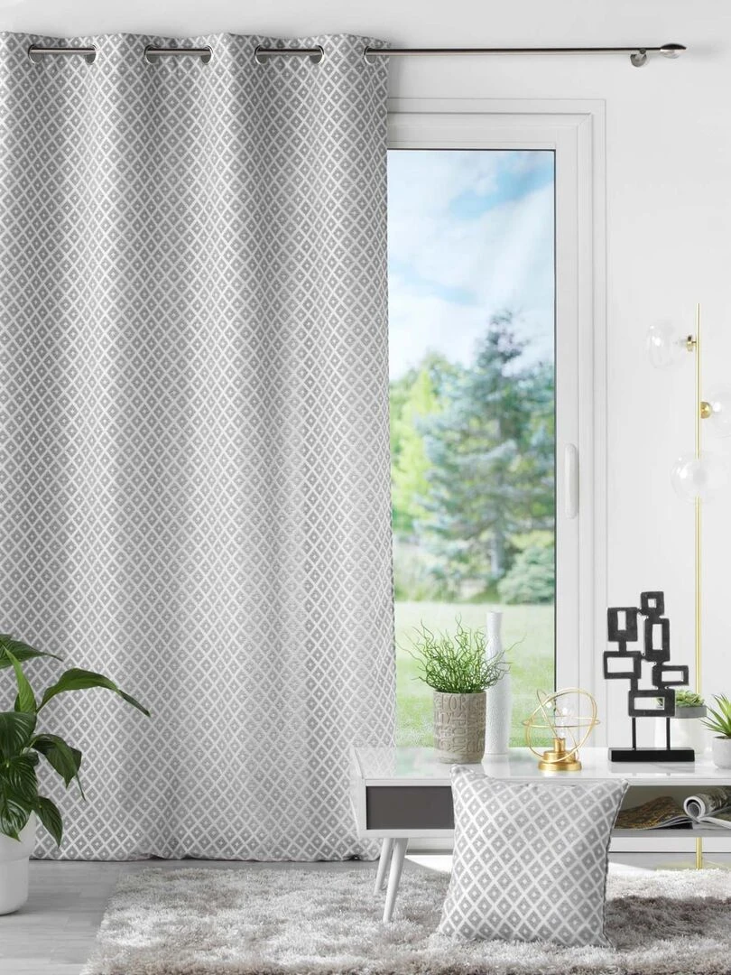 Rideau en jacquard   Gris