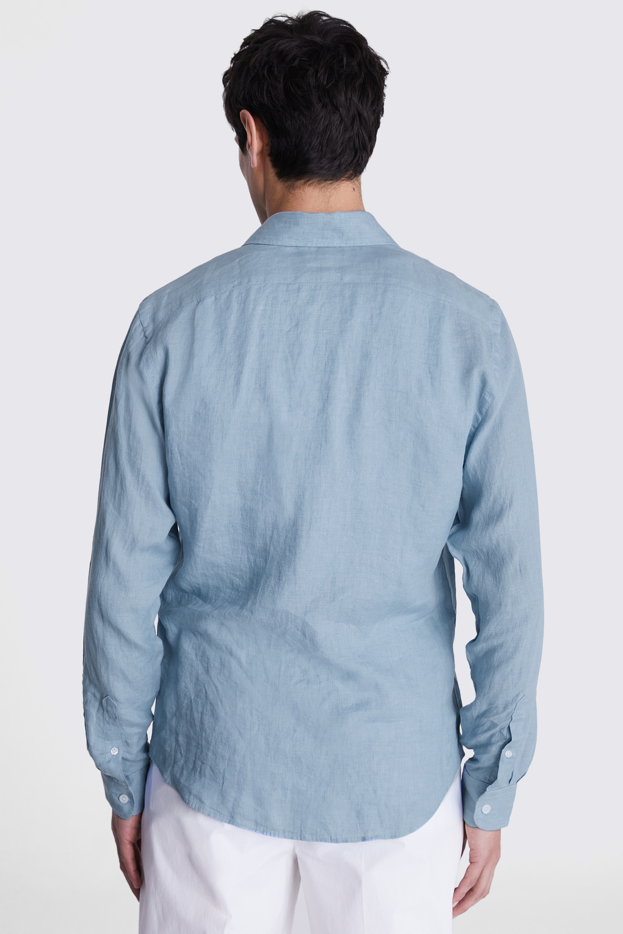 Tailored Fit Blue Linen Shirt   Buy Online at Moss