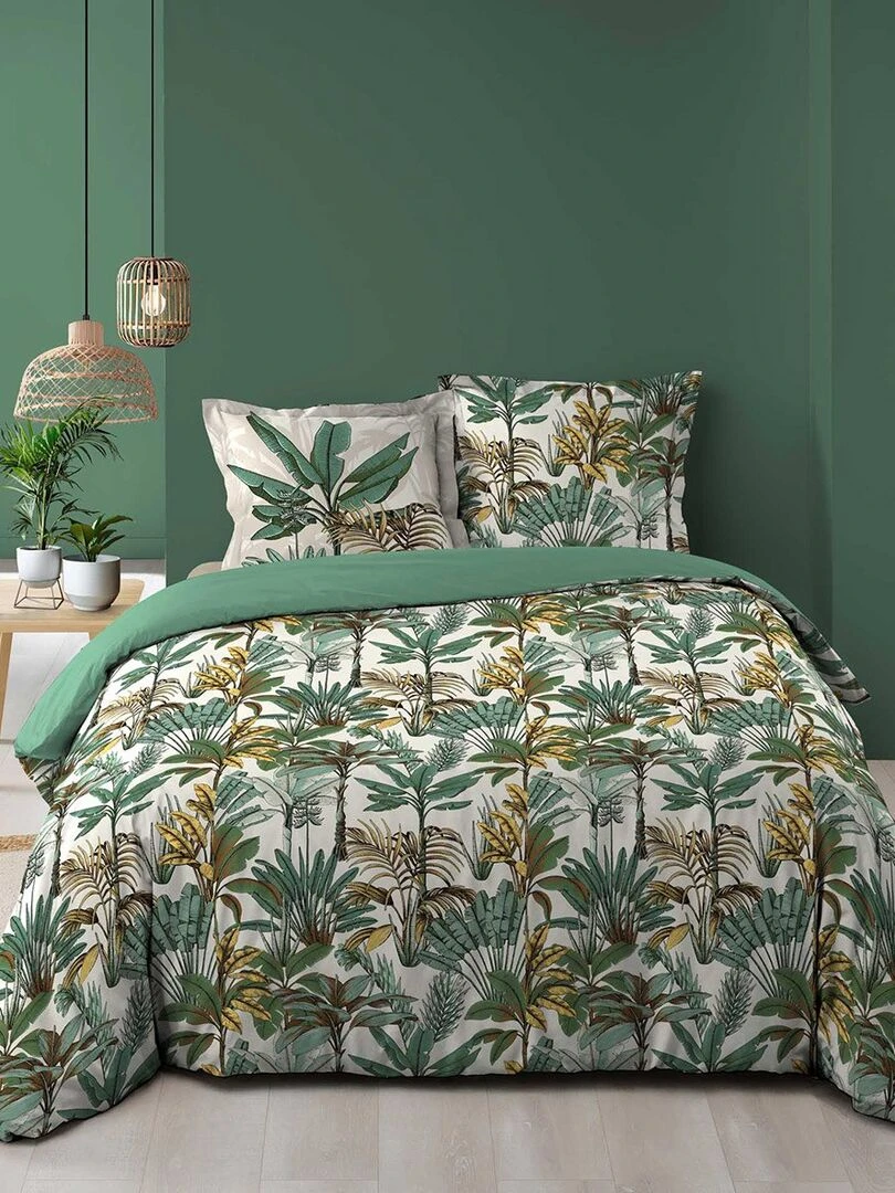 Housse de couette 240x220 + 2 taies Balinesia coton 57 fils Vert