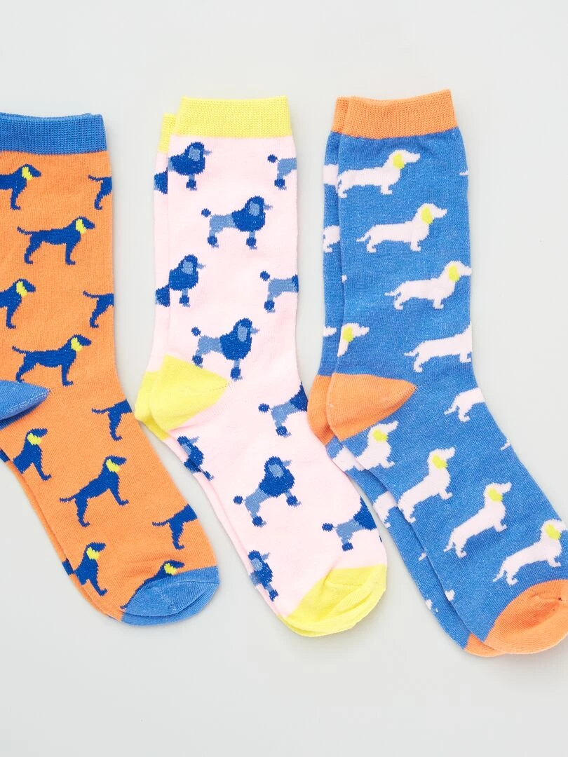Lot de 3 paires de chaussettes avec imprimé Violet