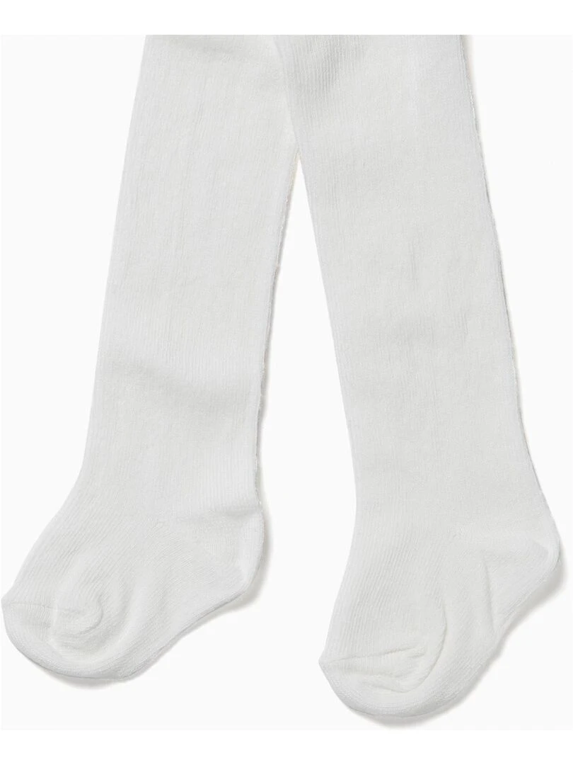 High Waist Knit Tights for Newborn ESSENTIALS LINE Blanc