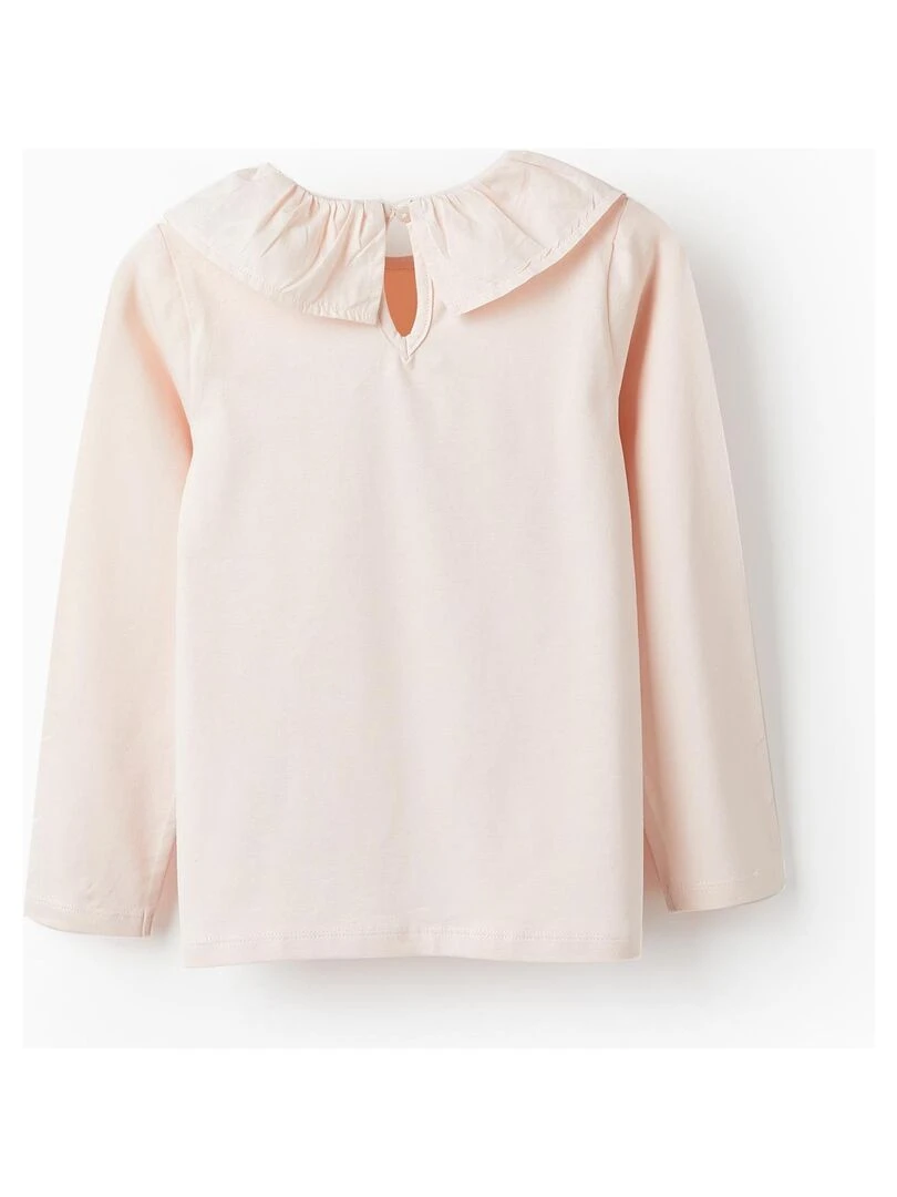 T shirt à manches longues avec volants et paillettes pour fille manches longues SPRING BEGINS Rose clair
