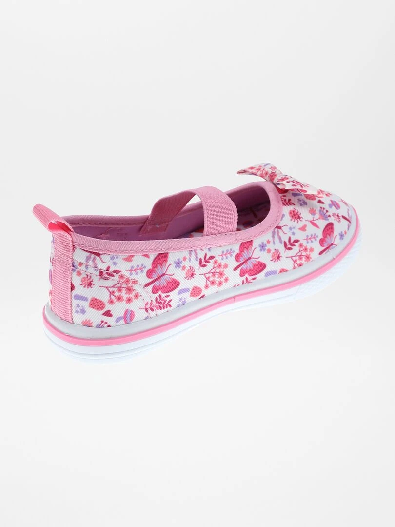 Ballerines en toile fleurie   Rose