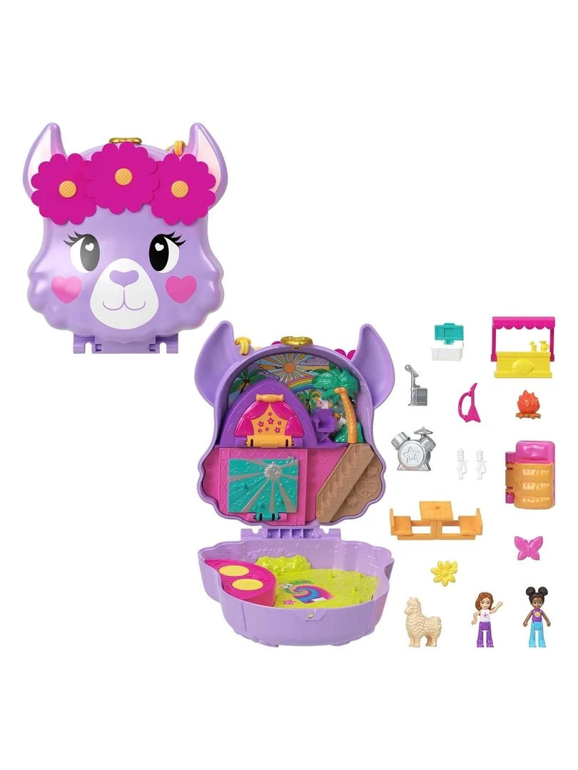 Polly Pocket Coffret aventures du Lama avec 2 mini figurines et 13 accessoires N/A