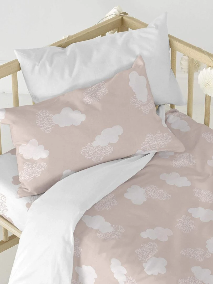 Parure housse de couette 2 pièces Clouds "Happyfriday"   Rose