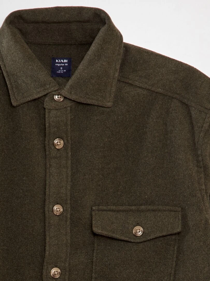 Surchemise en laine coupe droite   Kaki