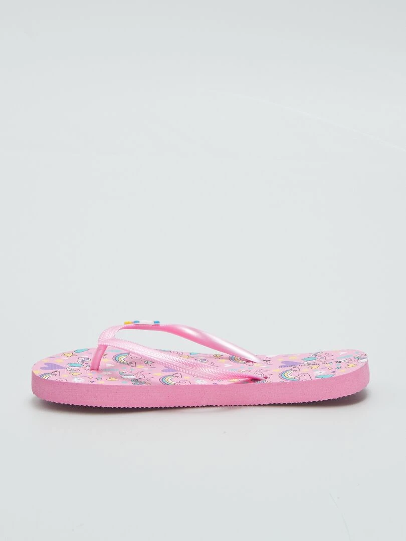 Tongs avec licorne   Rose