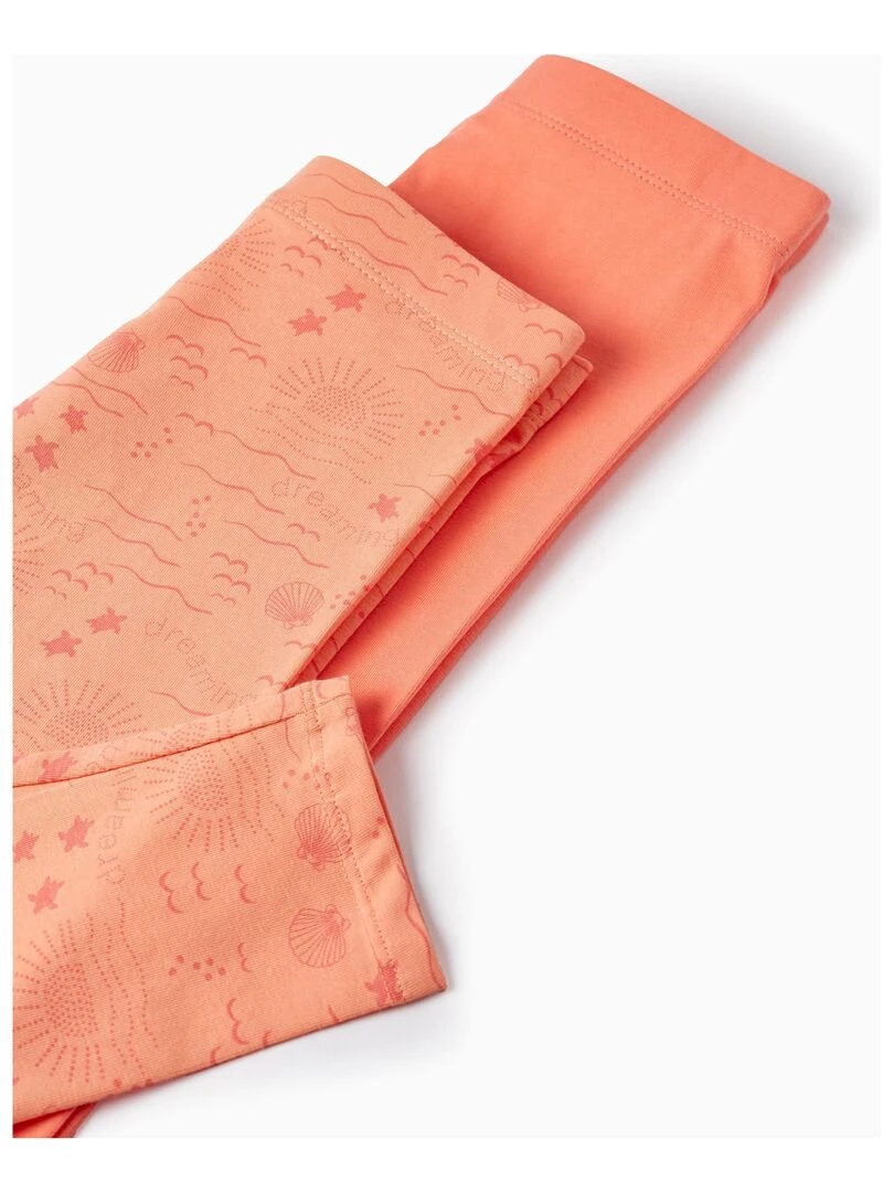 2 Leggings Courts en Coton pour Fille  EXPLORING AUSTRALIA   Blanc Orange clair