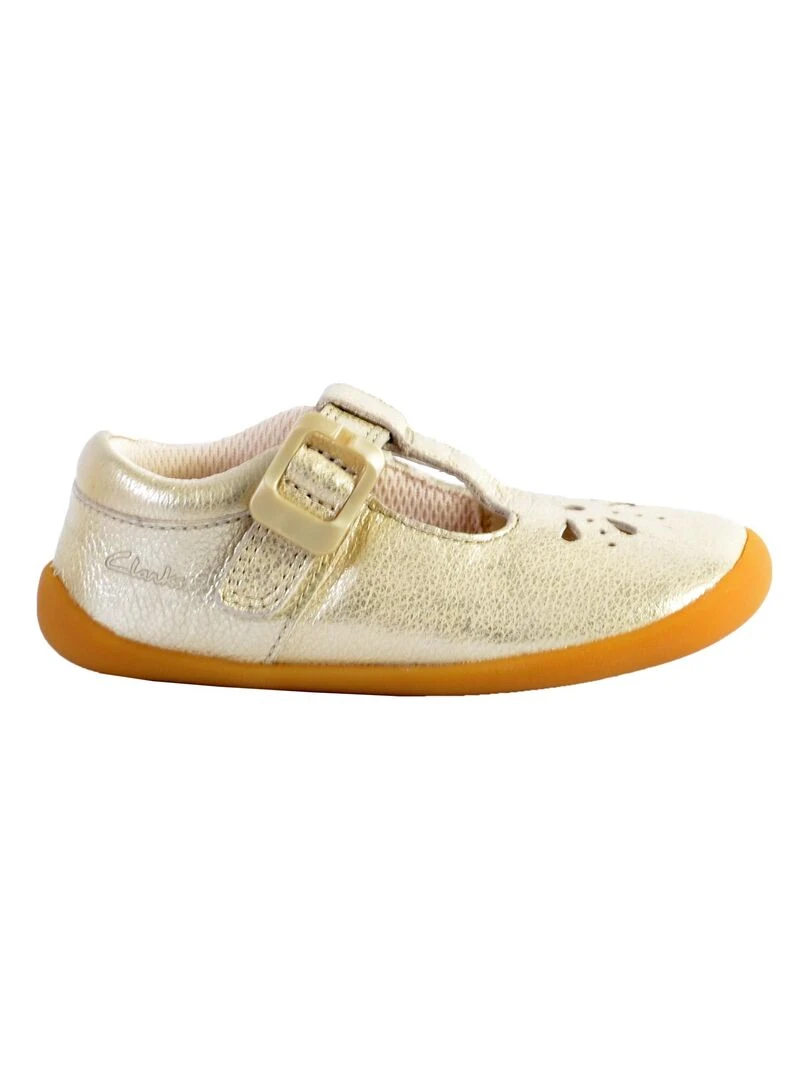Basket Cuir Clarks Enfant Roamer Star Doré/or