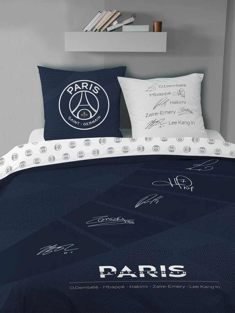 Parure de lit imprimée 100% coton  PSG STARS   Bleu nuit