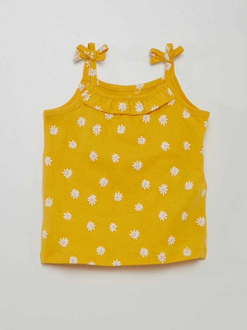 Débardeur en jersey à fines bretelles avec noeud   2 pièces   Jaune/rose