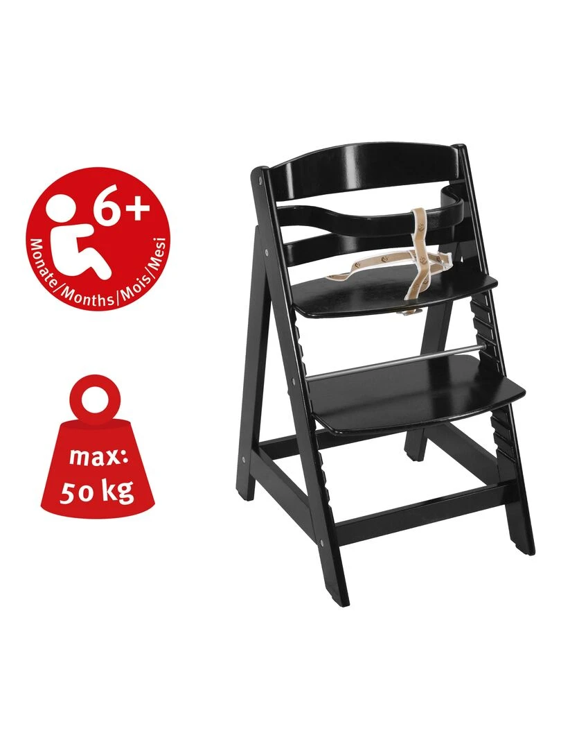 ROBA Chaise Haute Évolutive "Sit Up III"   En Bois Véritable   À Partir De 6 Mois   Noir