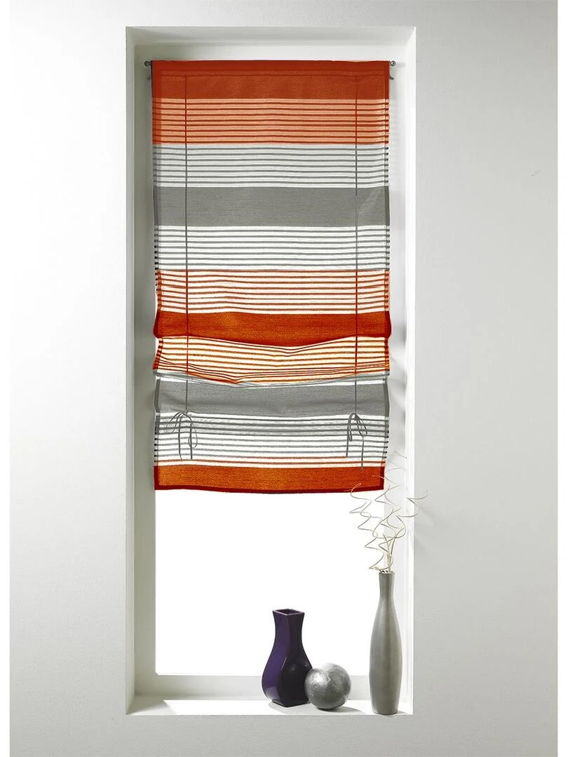 Store bateau en organza à rayures horizontales Orange