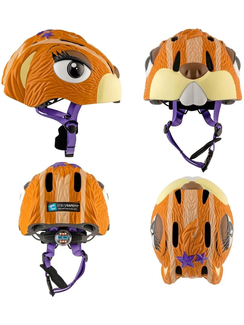 Casque de Vélo pour enfants   Écureuil Marron   Crazy Safety   Certifié EN1078   Marron
