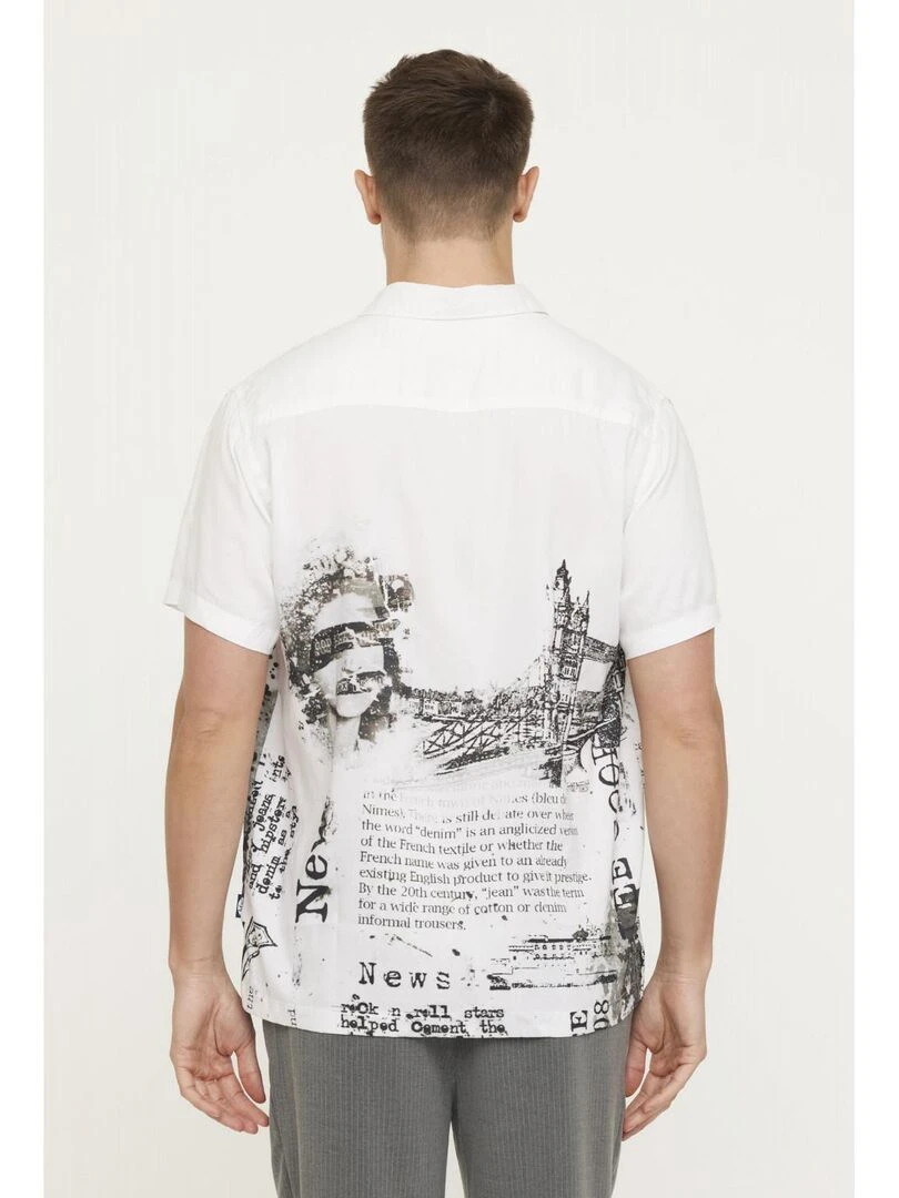 Lee Cooper   Chemise manches courtes viscose comfort DINO   Blanc