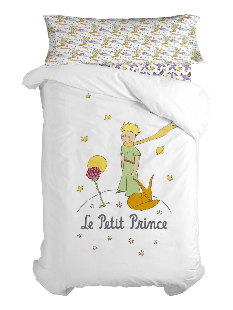 Parure housse de couette 2 pièces Ses amis "Happyfriday"   Blanc