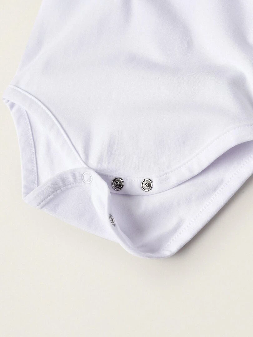 Body polo en coton pour nouveau né manches longues ATLANTIC COMPANY   Blanc