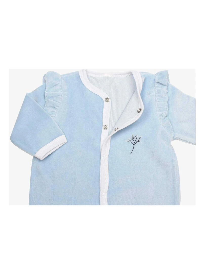 Pyjama naissance en velours   Bleu