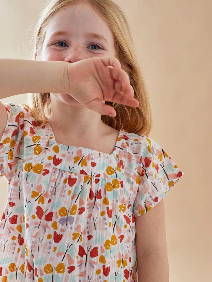 Blouse à manches courtes à imprimé papillon multicolore Noukie's Rose