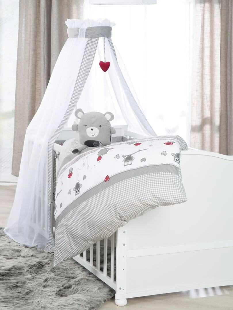 ROBA Lit bébé évolutif complet "Adam et Eule" 70x140 + Équipement Complet Blanc