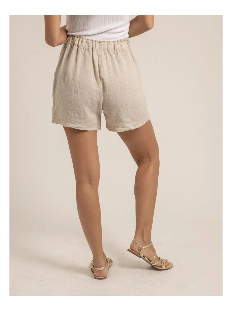 Short taille haute lin XANGA Beige