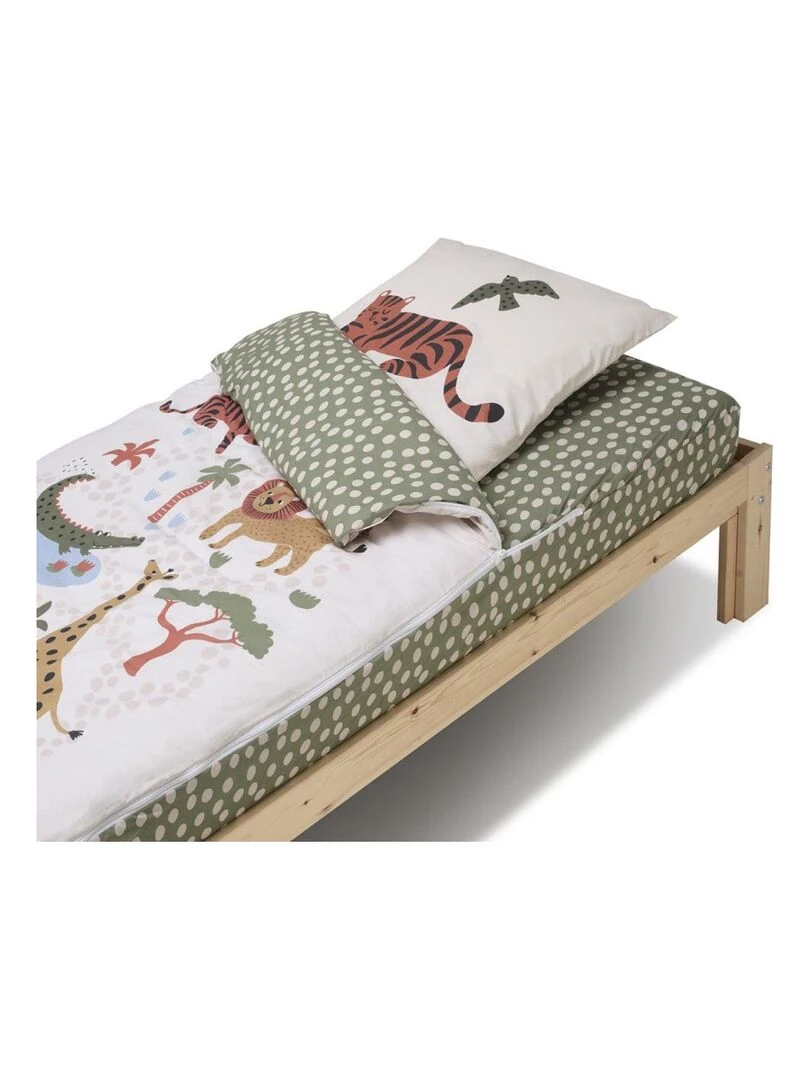 Bleu Câlin Rechange Caradou® Jungle Parure de Lit Enfant Sans Couette 90x190cm Vert clair