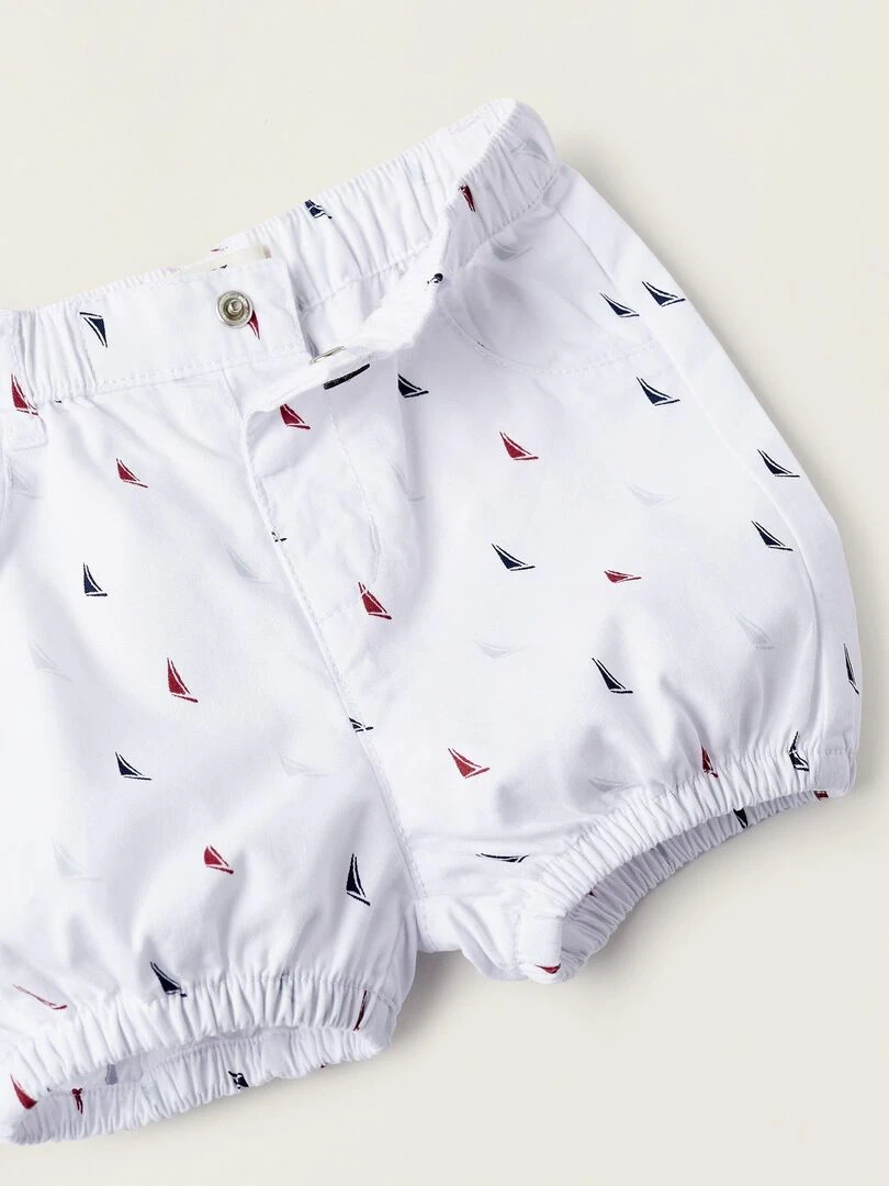 Shorts avec Motif pour Nouveau Né 'Bateau à Voile'   Blanc