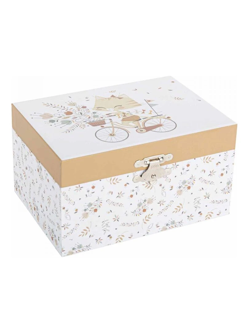 Boîte à bijoux musicale chat dans la Prairie Lutin Petit Pois Beige