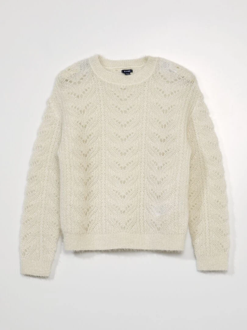 Pull en maille ajourée et fantaisie Blanc