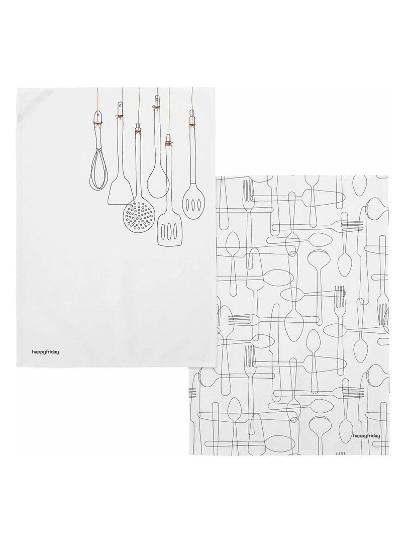 Torchon (2 pièces) Cutlery "Happyfriday" Blanc