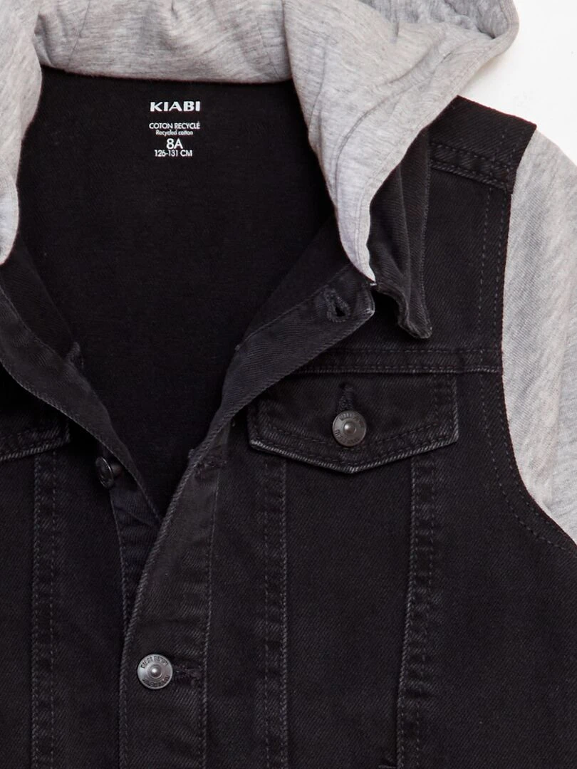 Veste à capuche bi matière   Noir